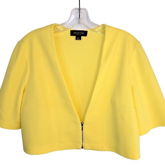 Perceptions PXL Women's Blazer Yellow Suit Coat Misses Petite Size 14 16 Jacket - Picture 1 of 5
